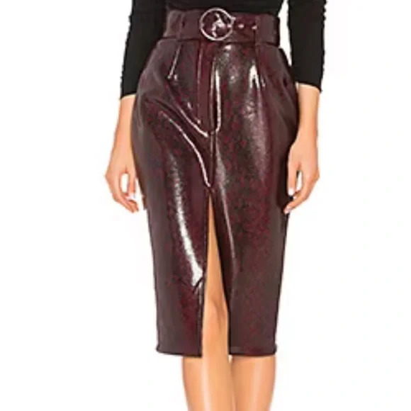 Revolver Atoir Self Defined Skirt Black Burgundy Python Womens US 4 Pencil Belt - Picture 1 of 8
